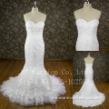 2016 latest designer mermaid bridal dress factory price real sample wedding dress customized white lace evening dress